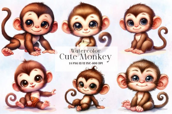 Download Cute Monkey Clipart Bundle - Monkey clipart Collection