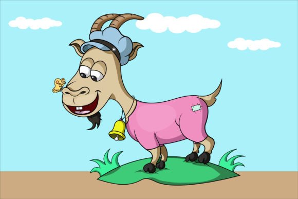 Download Cute Goat Friends with Butterfly - Premium Resources