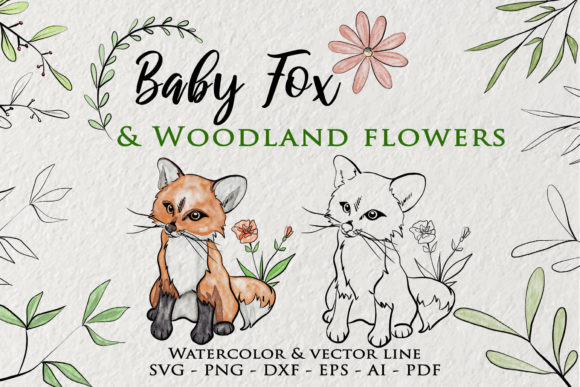 Download Baby Fox Clipart Woodland Flower - Premium Resources