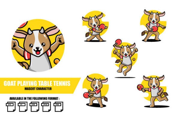Download Set of Cute Goat Playing Table Tennis - Cute goat Collection