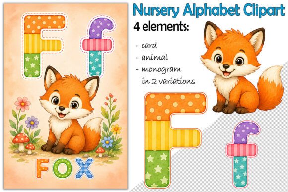Download Alphabet Clipart Letter F, Baby Fox PNG - Baby fox Collection