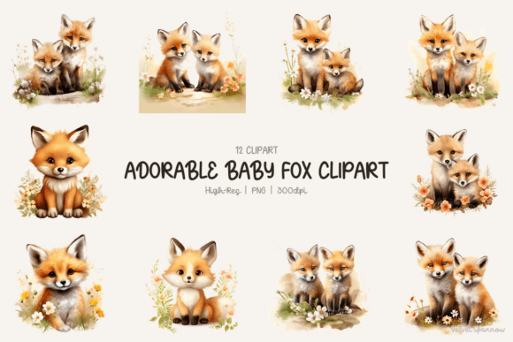 Download Adorable Baby Fox Clipart - Baby fox Collection