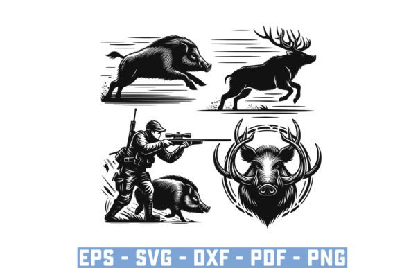 Download Wild Boar Hunter Pig Silhouette Bundle - Boar Collection