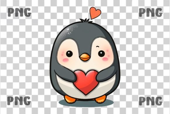 Download Valentine Penguin Png Holding Love Heart - Premium Resources