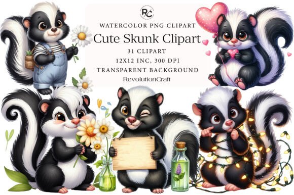 Download Watercolor Cute Skunk Clipart - Skunk clipart Collection