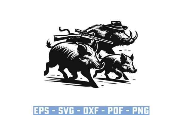 Download Wild Boar Hunter Pig Silhouette Bundle - Boar Collection