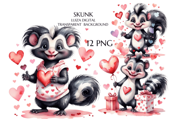 Download Valentine Skunk Clipart Bundle - Skunk clipart Collection